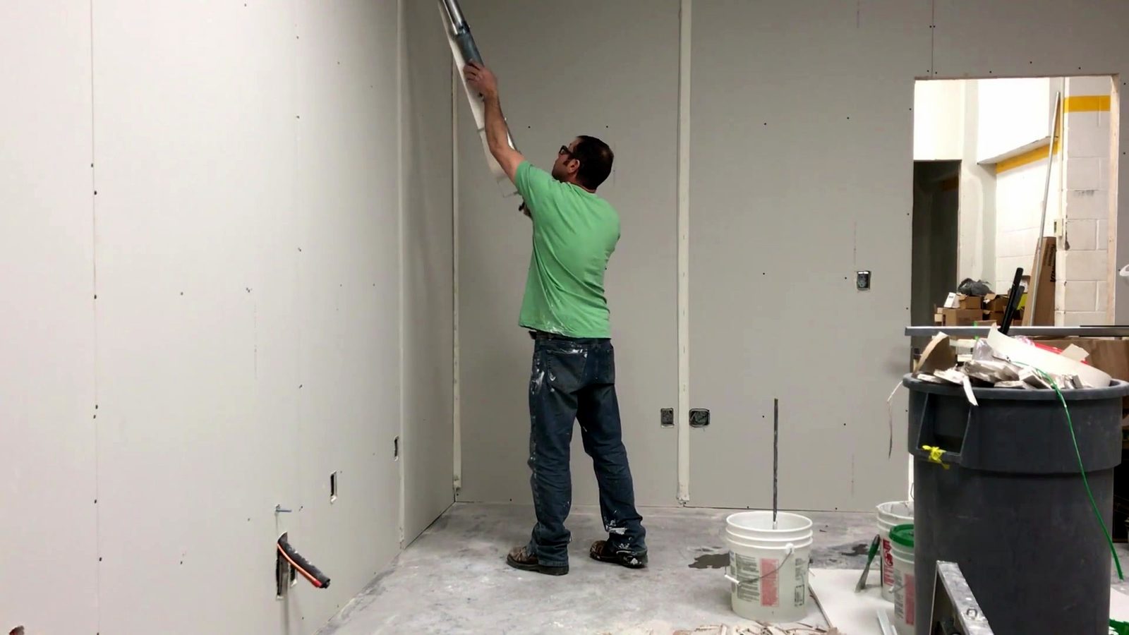 TDM Drywall crew working on an interior drywall project