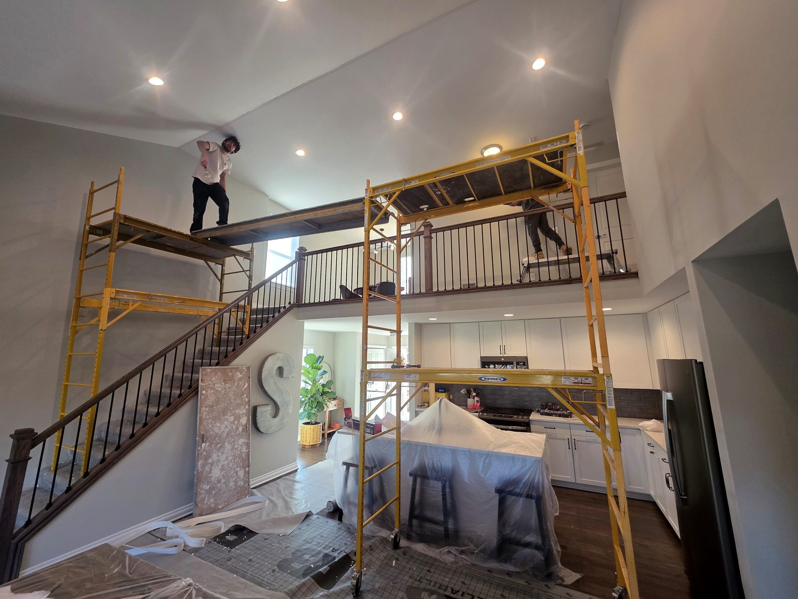 TDM Drywall crew finishing drywall on a Flat Rock, MI job