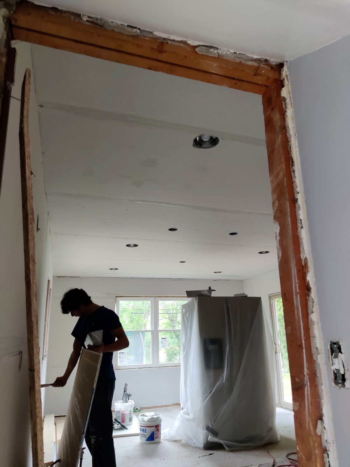 Textured ceiling finish applied by TDM Drywall